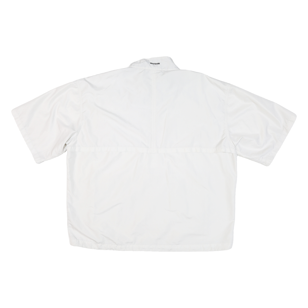 REEBOK Mens White Lapel Nylon Jacket XL Lightweight Zip Pockets Casual