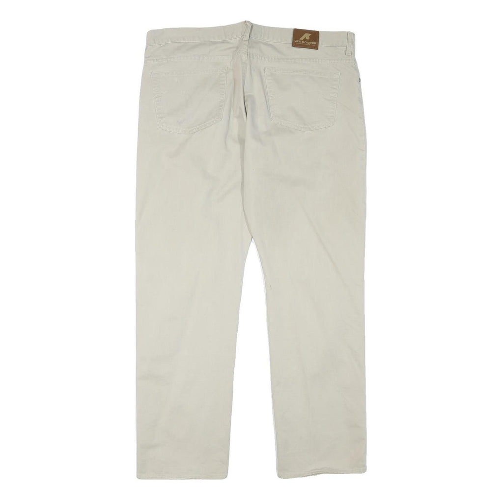 LEE COOPER Mens Cotton Blend Beige Regular Fit Straight Leg Trousers W40 L31