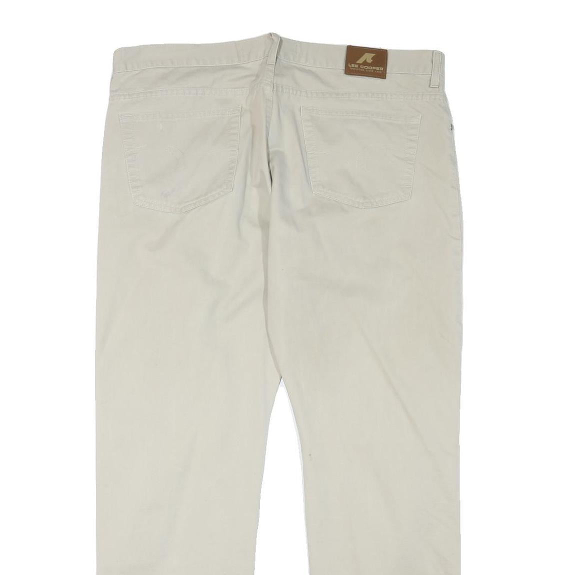 LEE COOPER Mens Cotton Blend Beige Regular Fit Straight Leg Trousers W40 L31