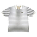 ADIDAS Mens White & Grey Polo Shirt XL Cotton Blend Striped Sports Casual