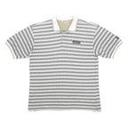 ADIDAS Mens White & Grey Polo Shirt XL Cotton Blend Striped Sports Casual