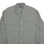 NAUTICA Mens Green & White Checked Shirt XL Casual Cotton Blend Long Sleeve