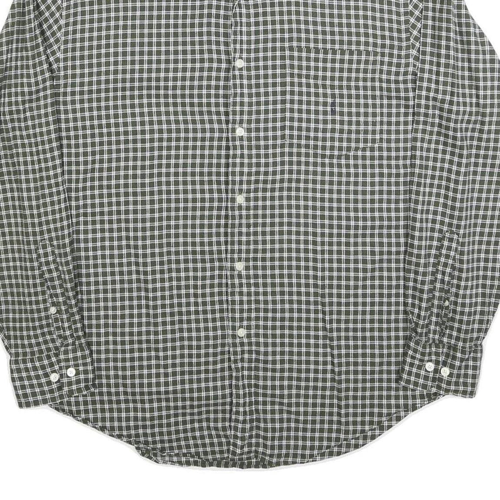 NAUTICA Mens Green & White Checked Shirt XL Casual Cotton Blend Long Sleeve