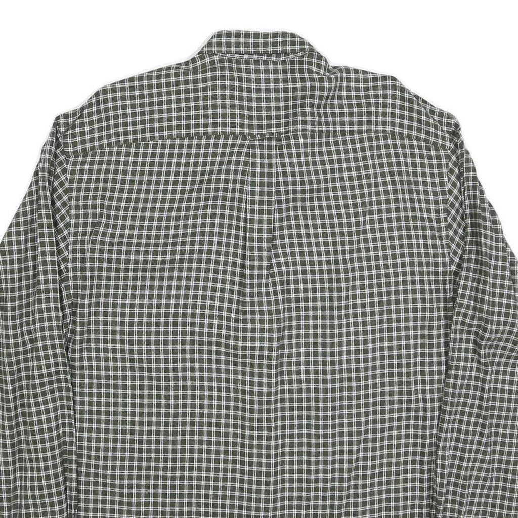 NAUTICA Mens Green & White Checked Shirt XL Casual Cotton Blend Long Sleeve