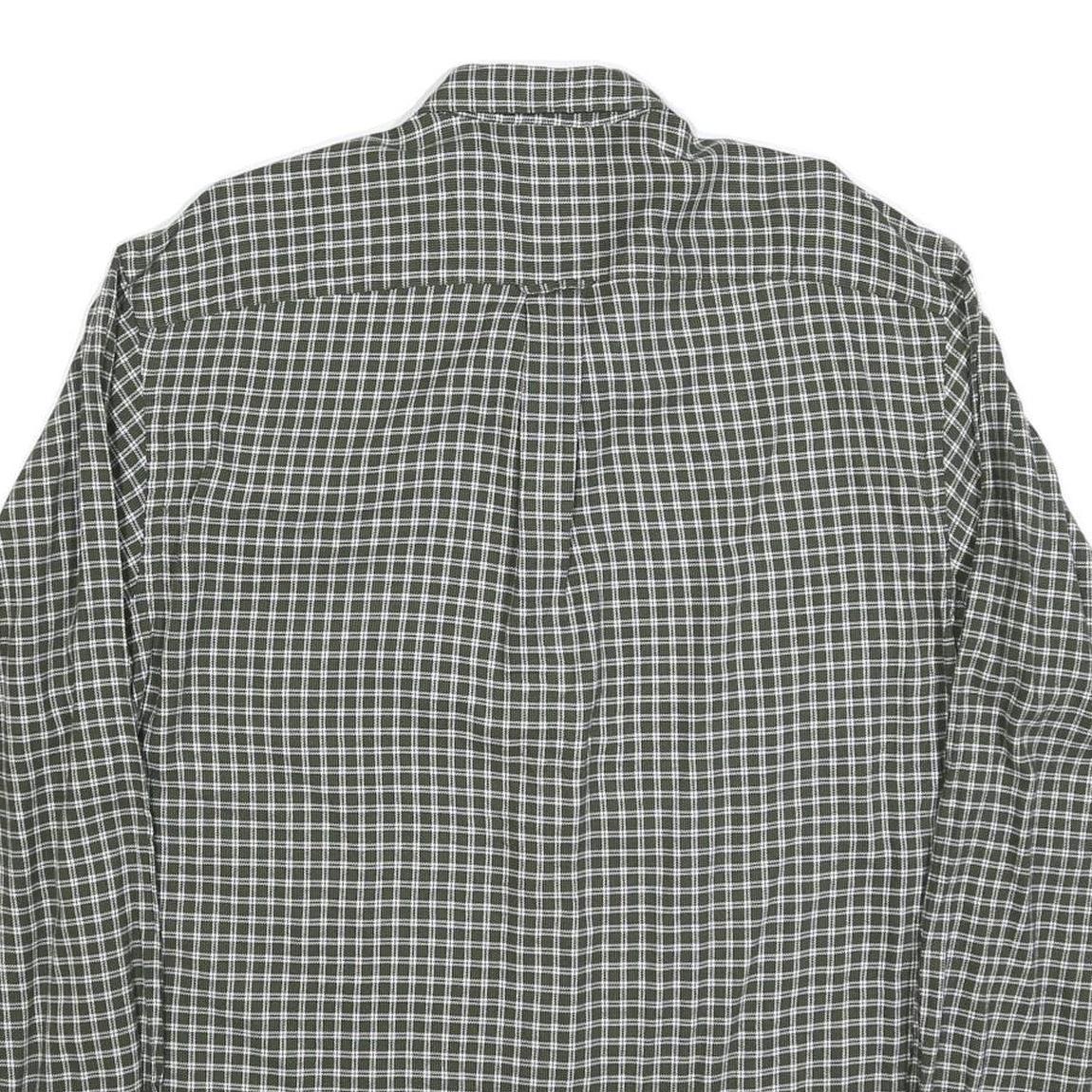 NAUTICA Mens Green & White Checked Shirt XL Casual Cotton Blend Long Sleeve