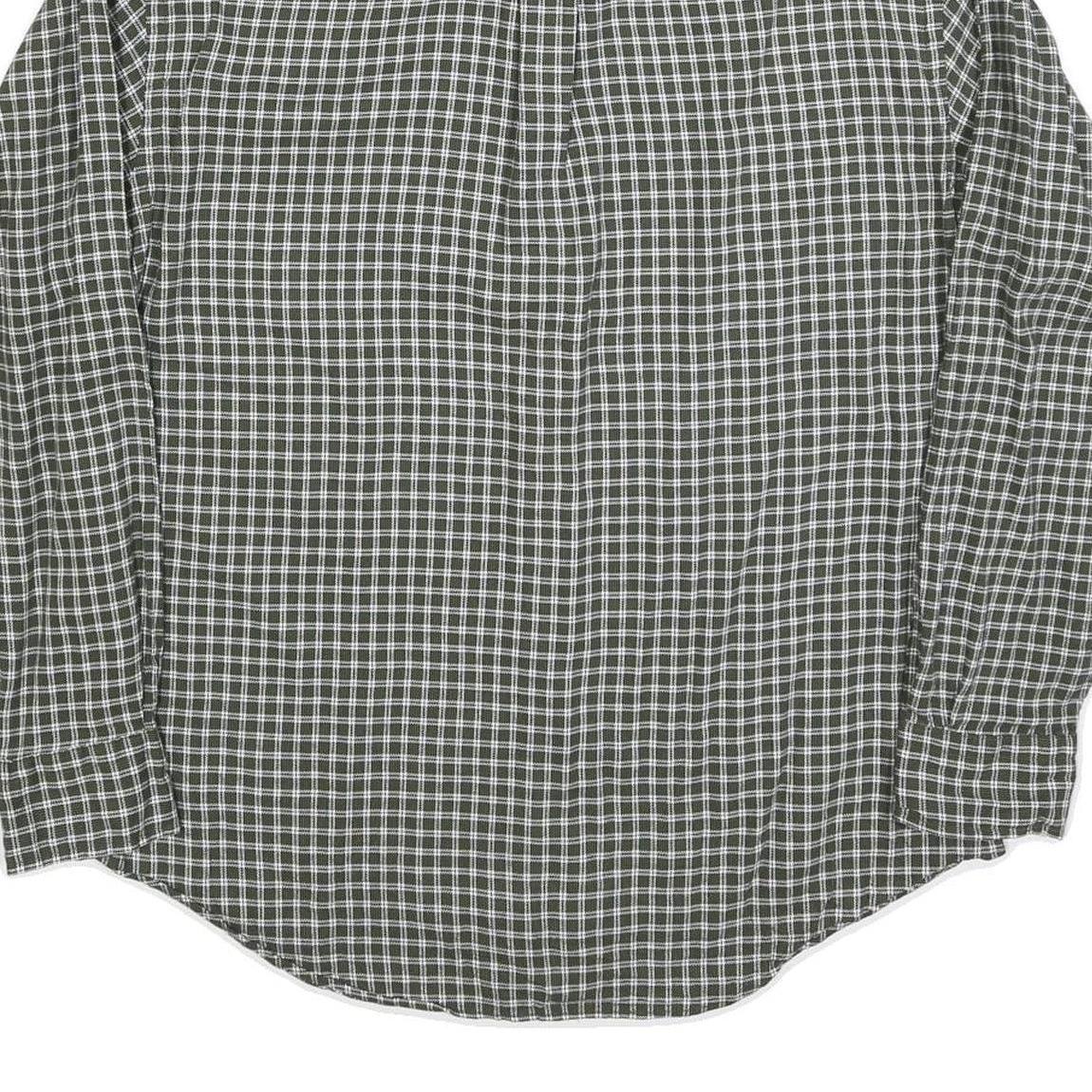 NAUTICA Mens Green & White Checked Shirt XL Casual Cotton Blend Long Sleeve