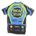 VERGE Mens Blue & Green Pisgah Cycling Graphic T-Shirt M Short Sleeve Zip Neck