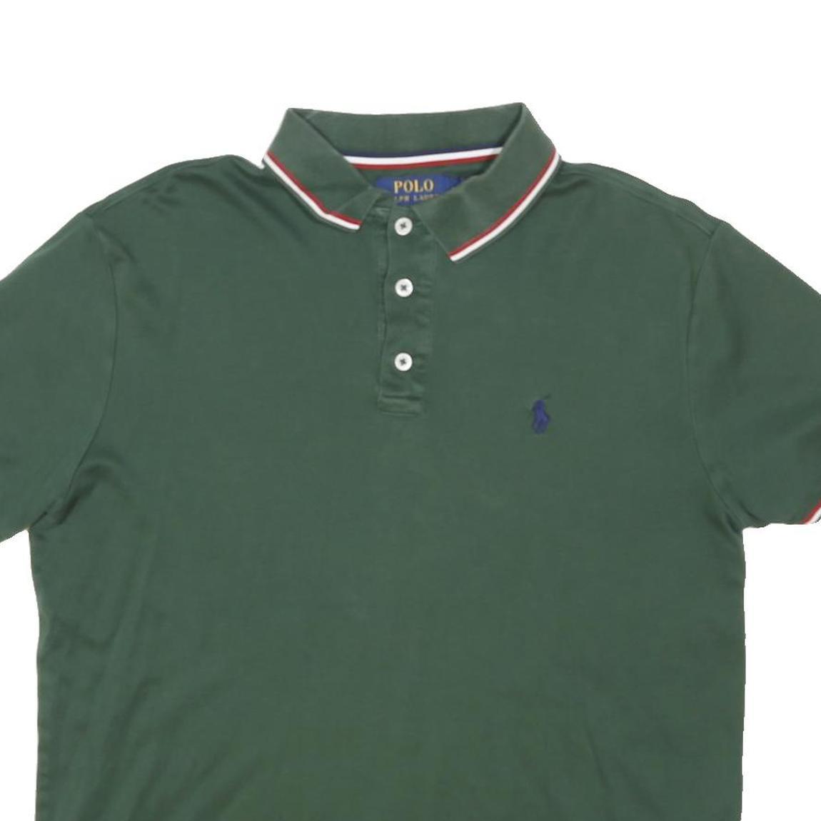 POLO RALPH LAUREN Mens Green Cotton Blend Short Sleeve Plain M Polo Shirt