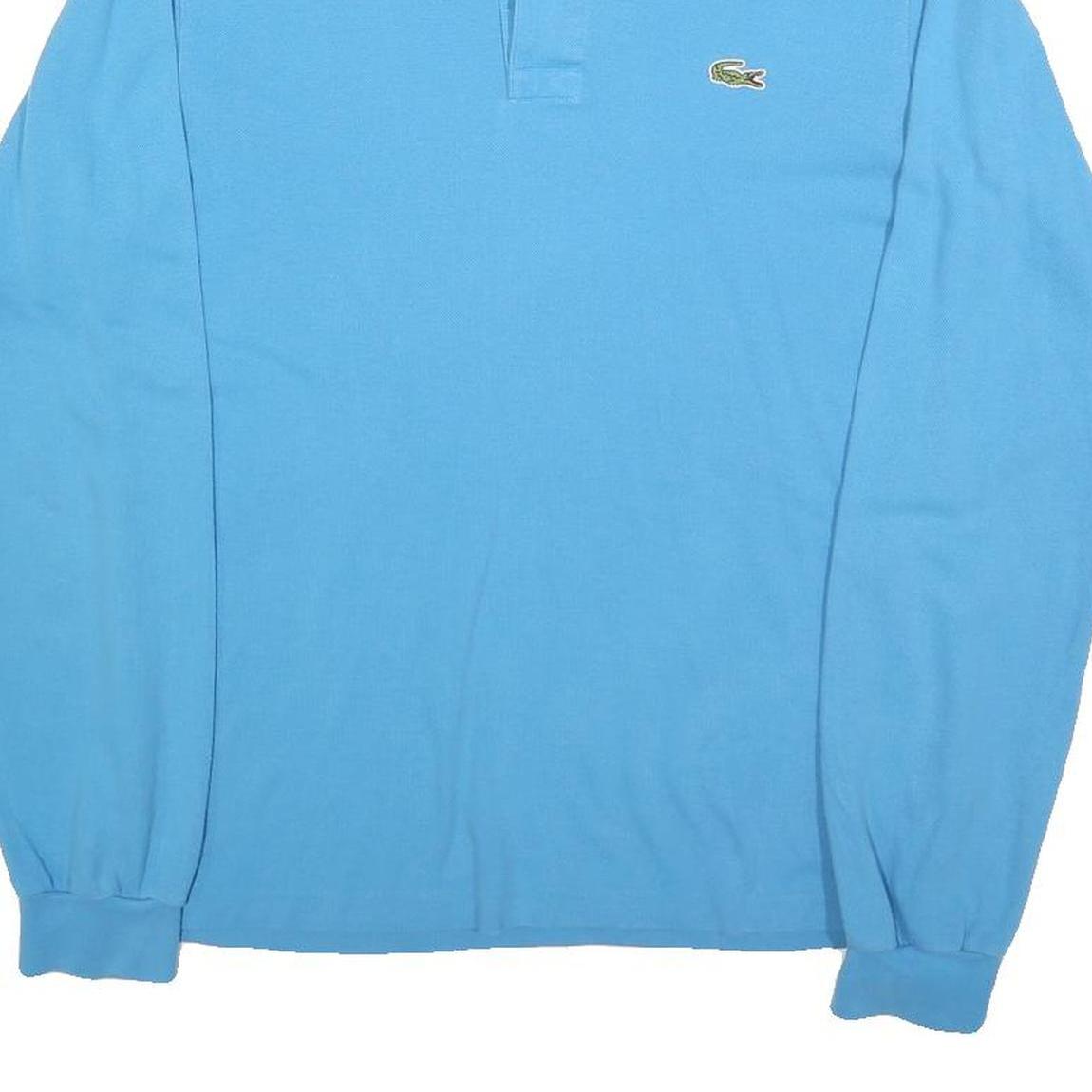 LACOSTE Mens Blue Long Sleeve Plain Polo Shirt S Cotton Blend Casual Classic
