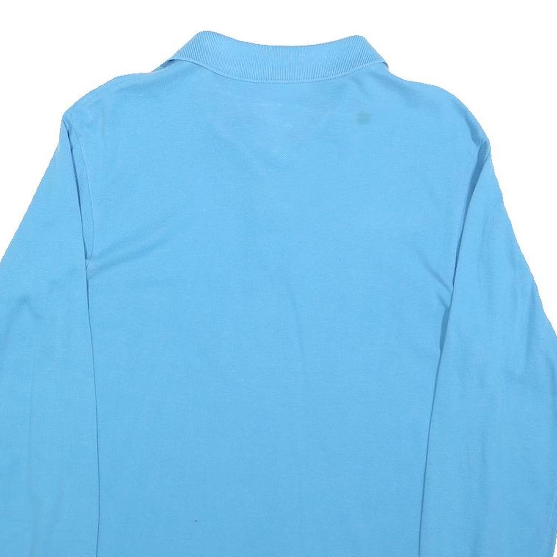 LACOSTE Mens Blue Long Sleeve Plain Polo Shirt S Cotton Blend Casual Classic