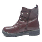 KOHL'S Womens Red Leather Ankle Boots UK 7 Stylish Buckle Detail Zip Up