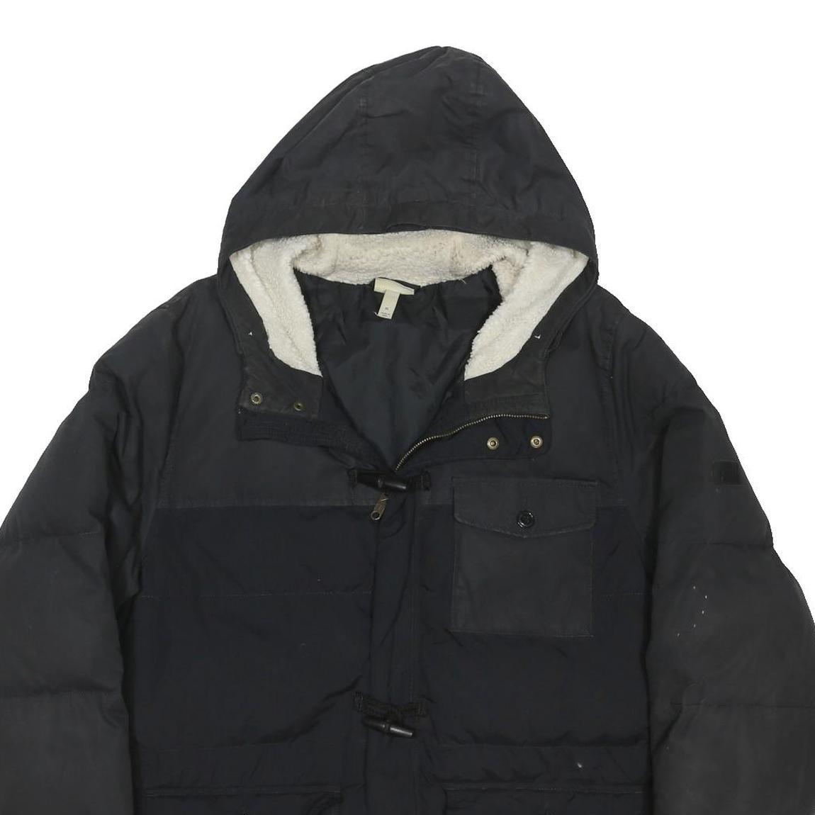 ADIDAS NEO Mens Black XL Jacket Polyester Blend Zip Hooded Padded Winter Coat