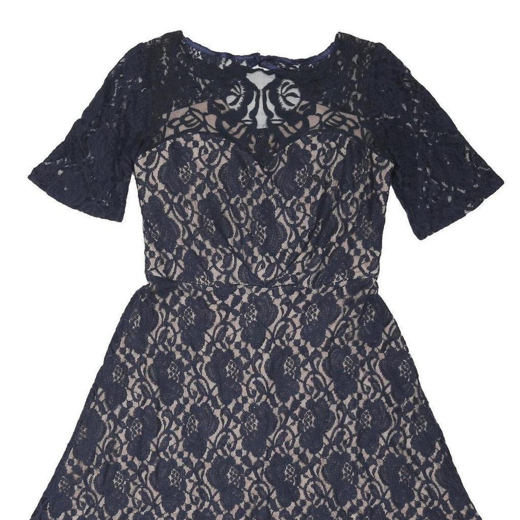 MONSOON Womens Navy Blue Fit & Flare Lace Knee Length Dress UK 12 Elegant