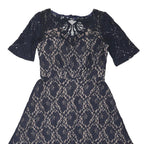 MONSOON Womens Navy Blue Fit & Flare Lace Knee Length Dress UK 12 Elegant