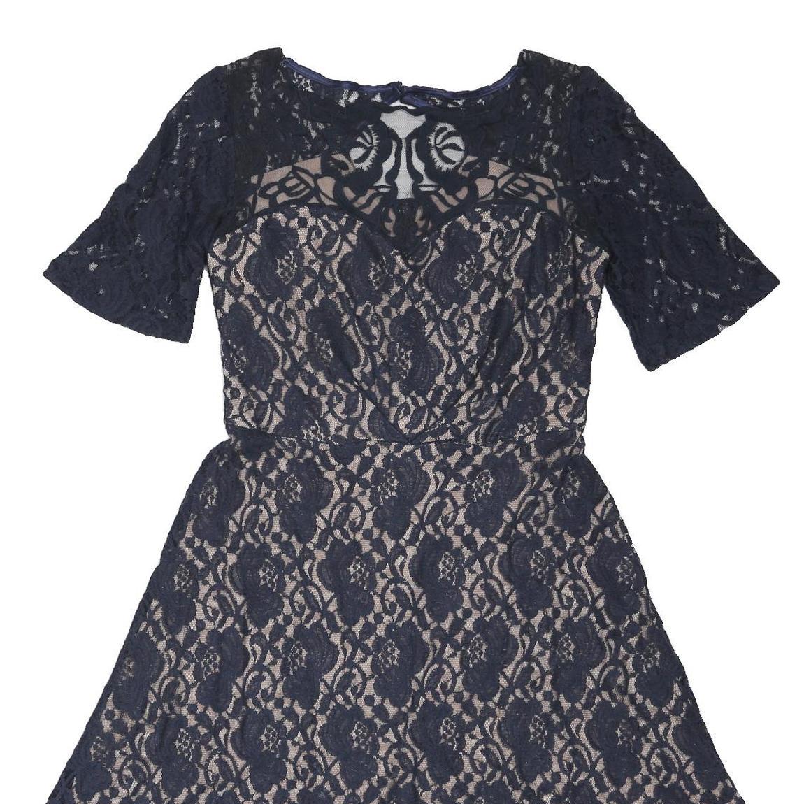MONSOON Womens Navy Blue Fit & Flare Lace Knee Length Dress UK 12 Elegant