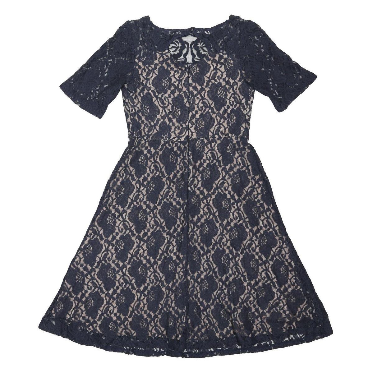 MONSOON Womens Navy Blue Fit & Flare Lace Knee Length Dress UK 12 Elegant