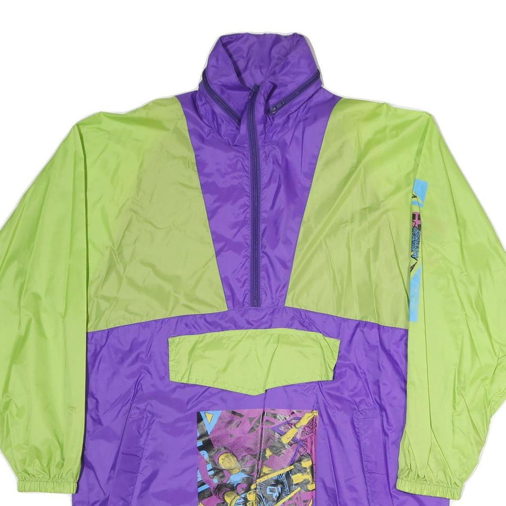 Womens Purple & Green Vintage Windbreaker Jacket XL Polyester Blend Colourblock