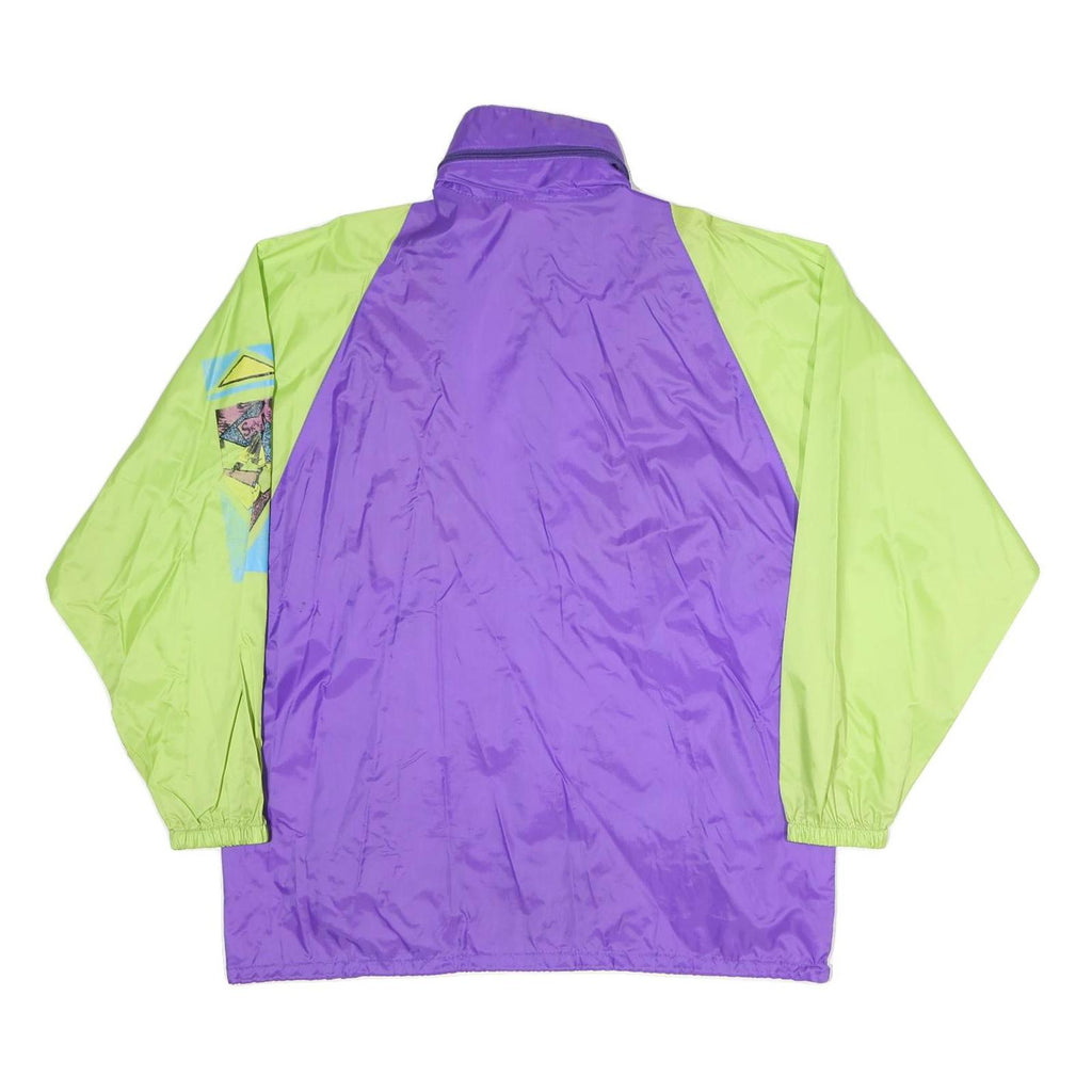 Womens Purple & Green Vintage Windbreaker Jacket XL Polyester Blend Colourblock