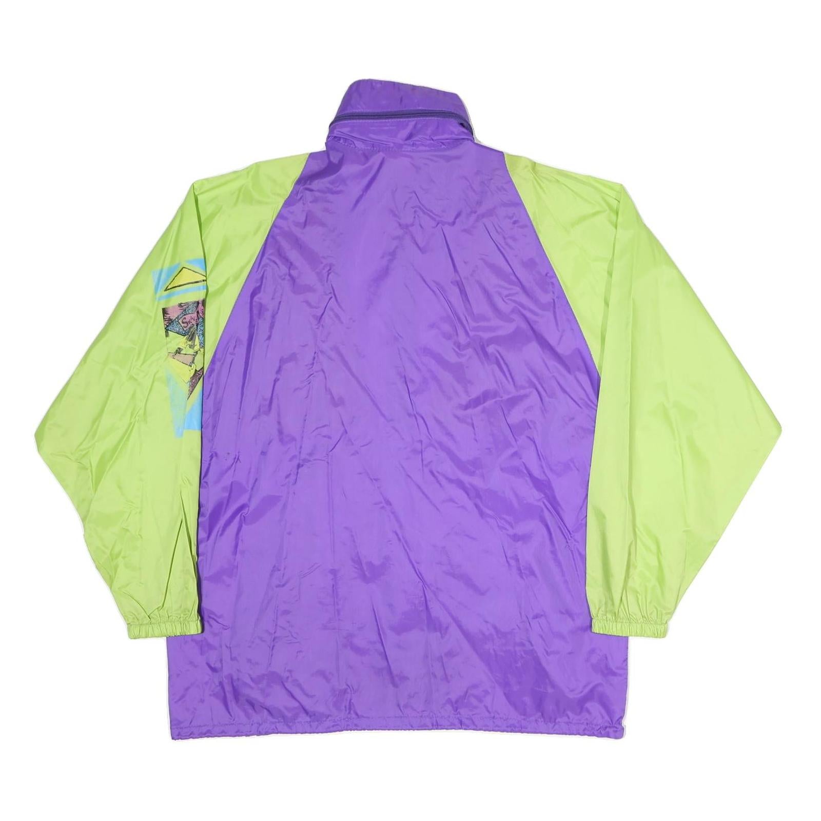 Womens Purple & Green Vintage Windbreaker Jacket XL Polyester Blend Colourblock