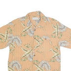 BOCA CLASSICS Mens Peach Leaf Print Silk Shirt M Summer Casual Tropical