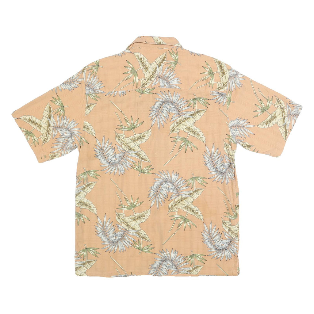 BOCA CLASSICS Mens Peach Leaf Print Silk Shirt M Summer Casual Tropical