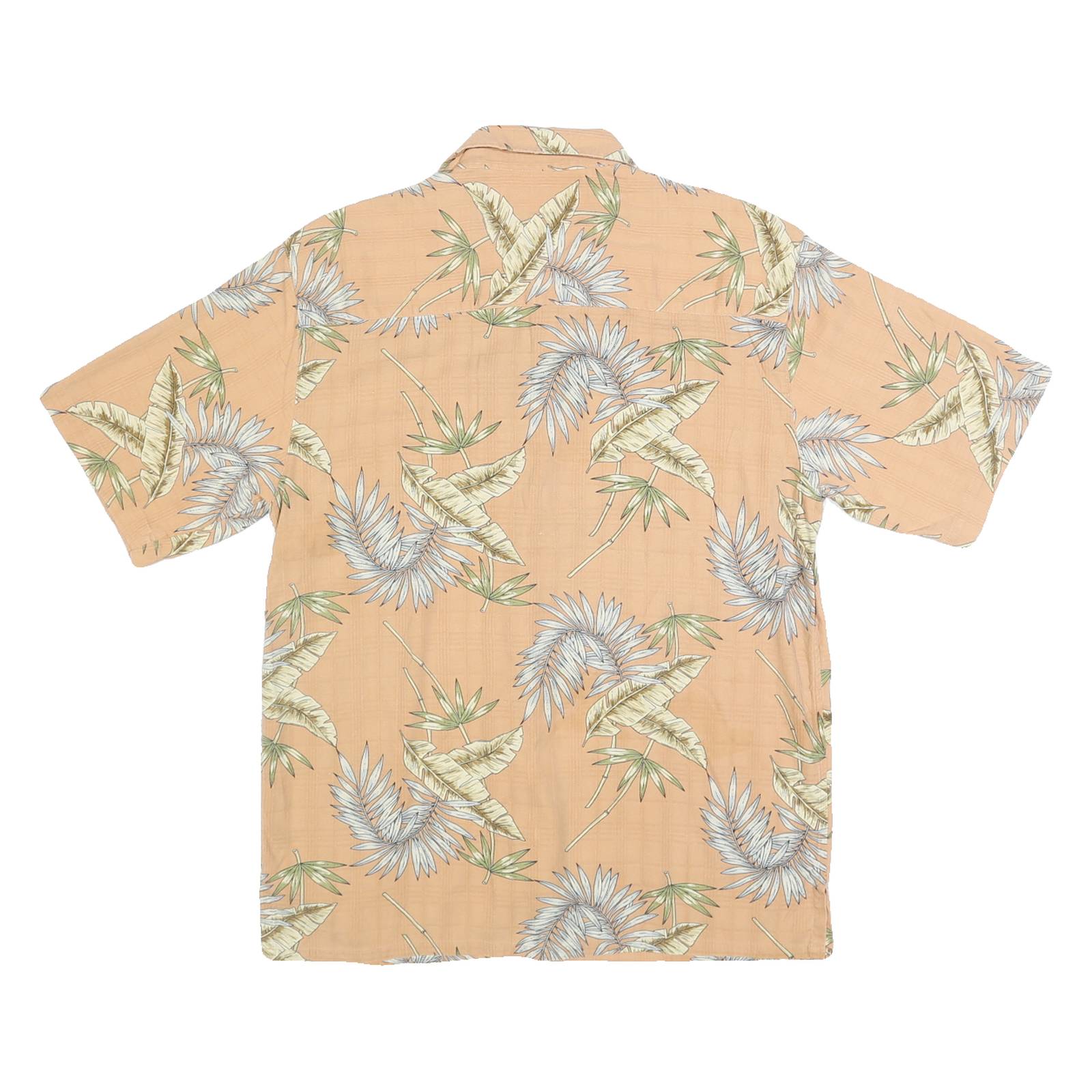 BOCA CLASSICS Mens Peach Leaf Print Silk Shirt M Summer Casual Tropical
