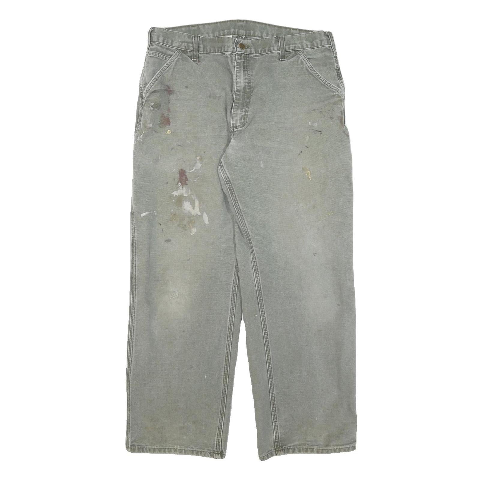 CARHARTT Mens Jeans Grey Regular Straight Denim W34 L29 Workwear Utility