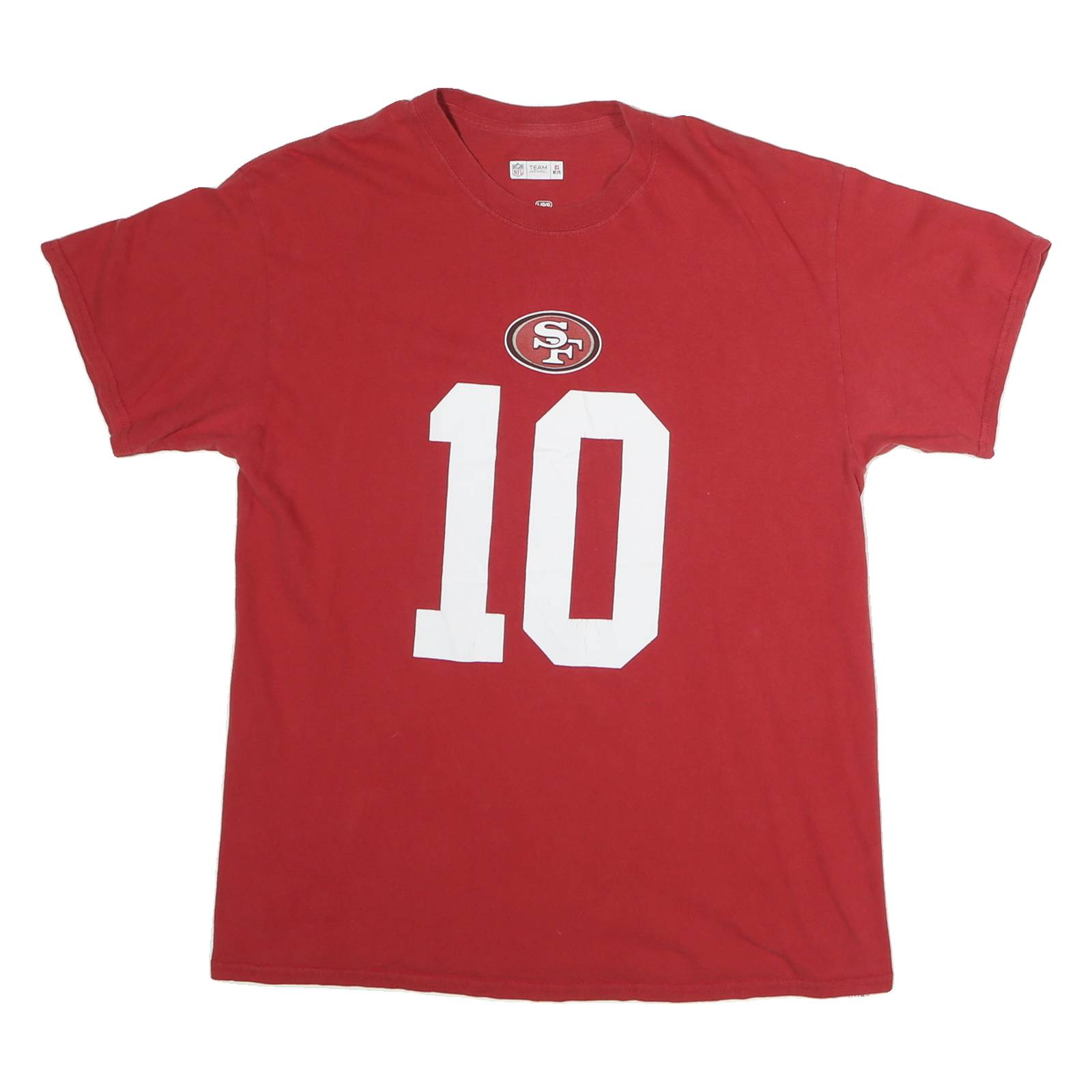 NFL Mens Red 10 Garoppolo Graphic T-Shirt L Short Sleeve Crew Neck NFL Fan Gear