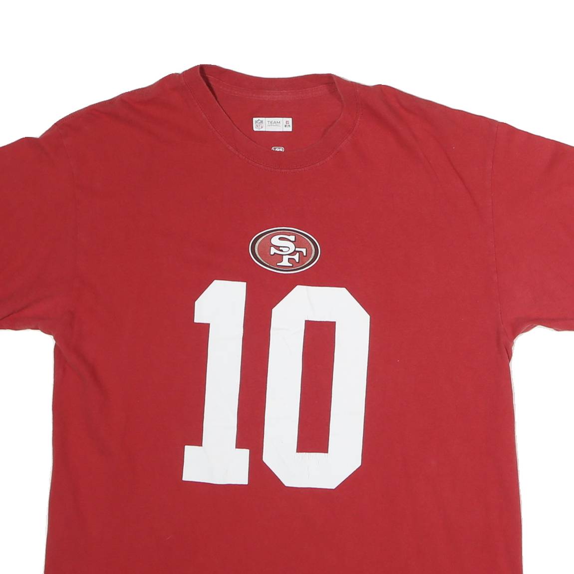 NFL Mens Red 10 Garoppolo Graphic T-Shirt L Short Sleeve Crew Neck NFL Fan Gear