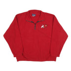 CH SPORT Mens Red Plain Pullover Jumper 1/4 Zip Polyester Blend L