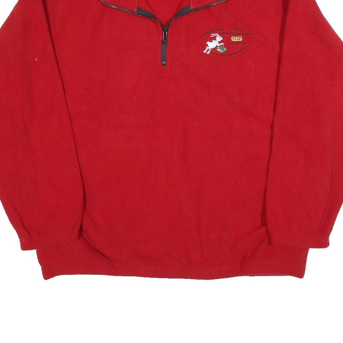 CH SPORT Mens Red Plain Pullover Jumper 1/4 Zip Polyester Blend L