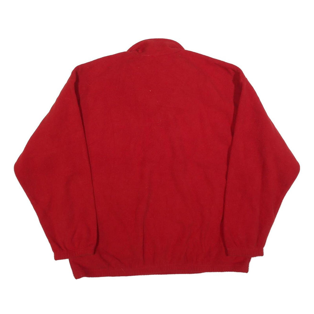 CH SPORT Mens Red Plain Pullover Jumper 1/4 Zip Polyester Blend L