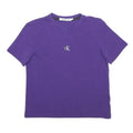 CALVIN KLEIN JEANS Womens Purple XS Short Sleeve Crew Neck Logo T-Shirt