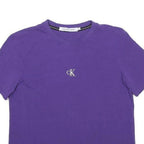 CALVIN KLEIN JEANS Womens Purple XS Short Sleeve Crew Neck Logo T-Shirt