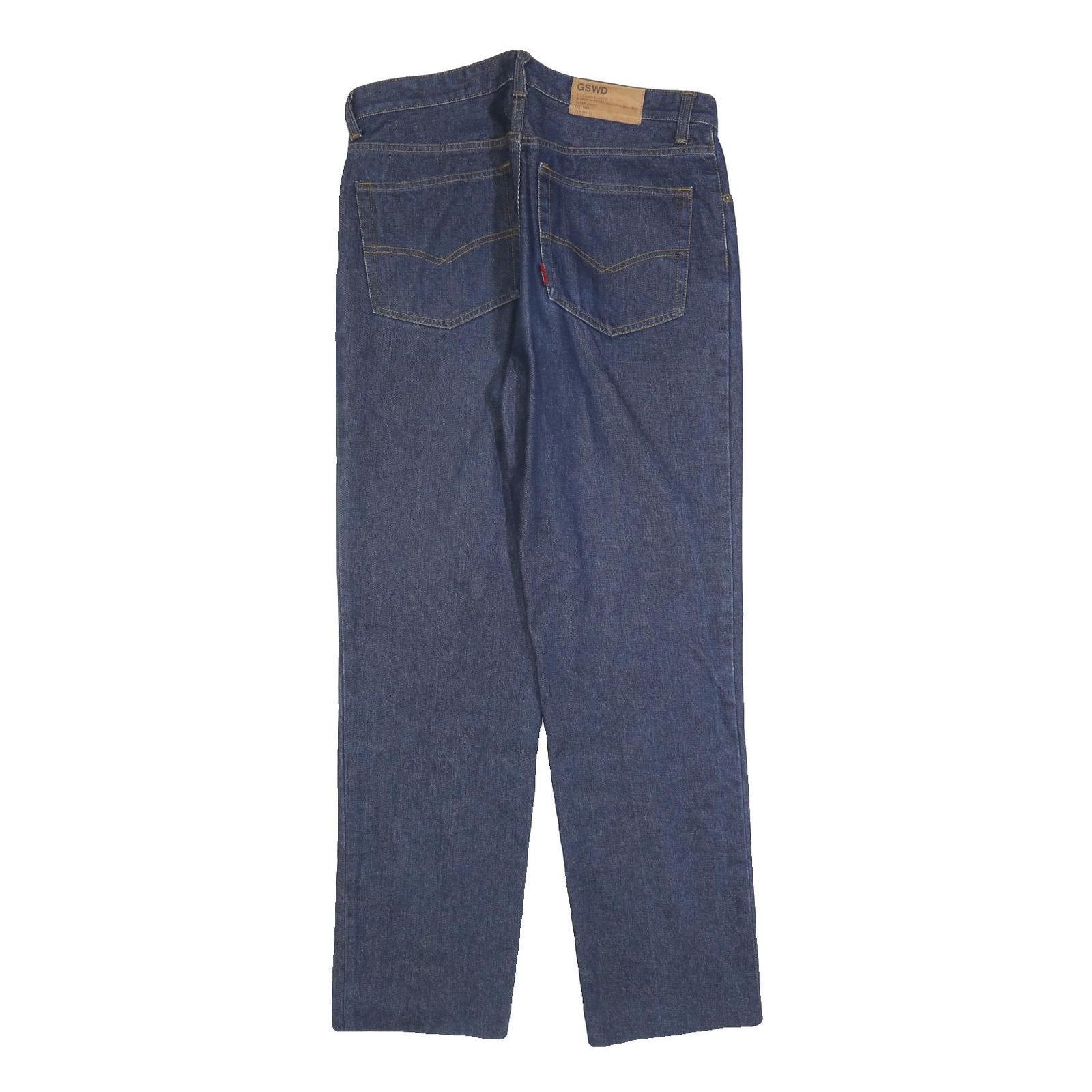 GSWD Mens Regular Fit Blue Denim Jeans Cotton Blend W34 L30 Classic Zip