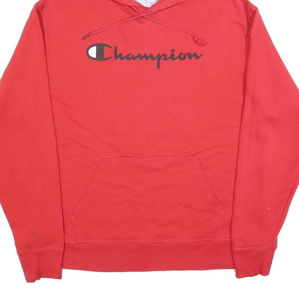 CHAMPION Mens Red Pullover Hoodie L Cotton Blend Hooded Sweatshirt