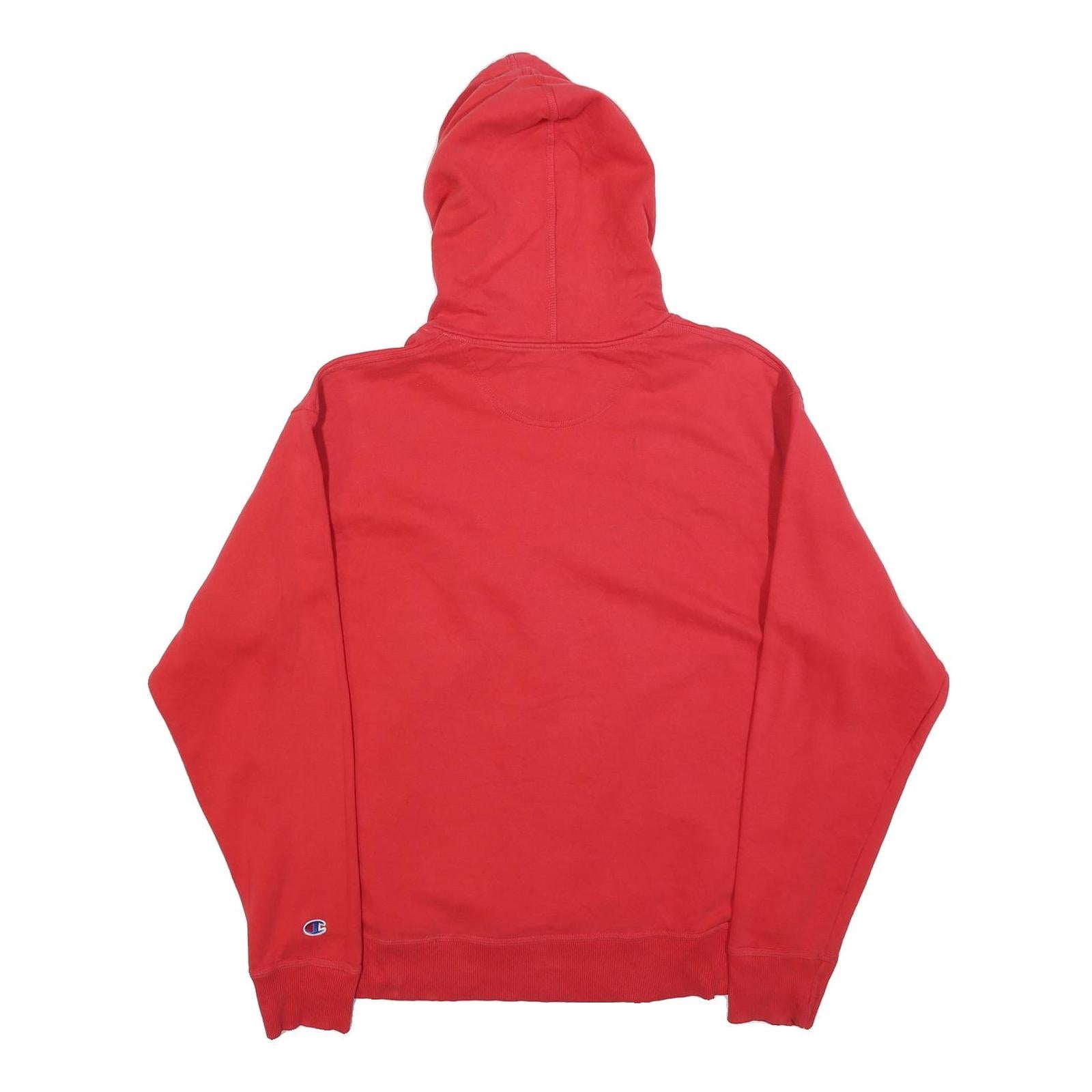 CHAMPION Mens Red Pullover Hoodie L Cotton Blend Hooded Sweatshirt