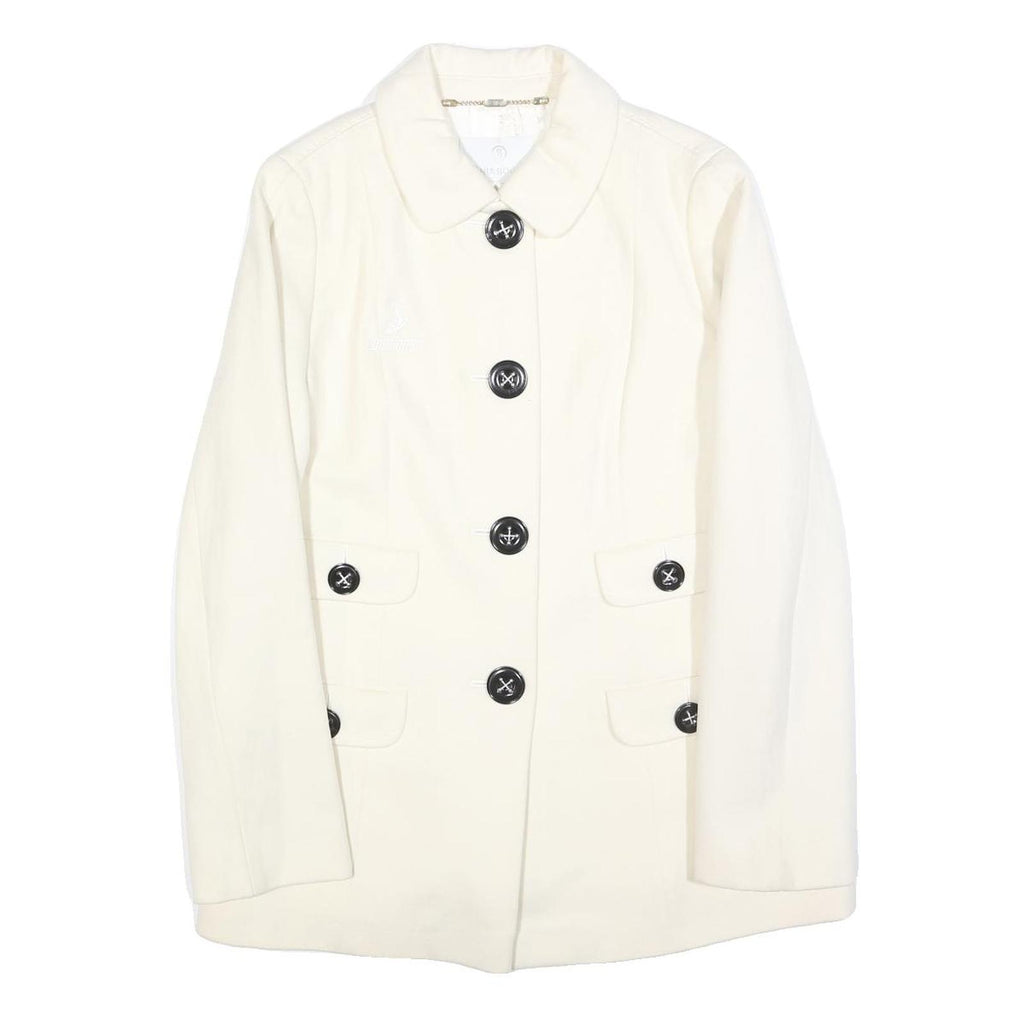 BOGNER Womens White Wool Blend Button Jacket L Casual Timeless Elegant Design