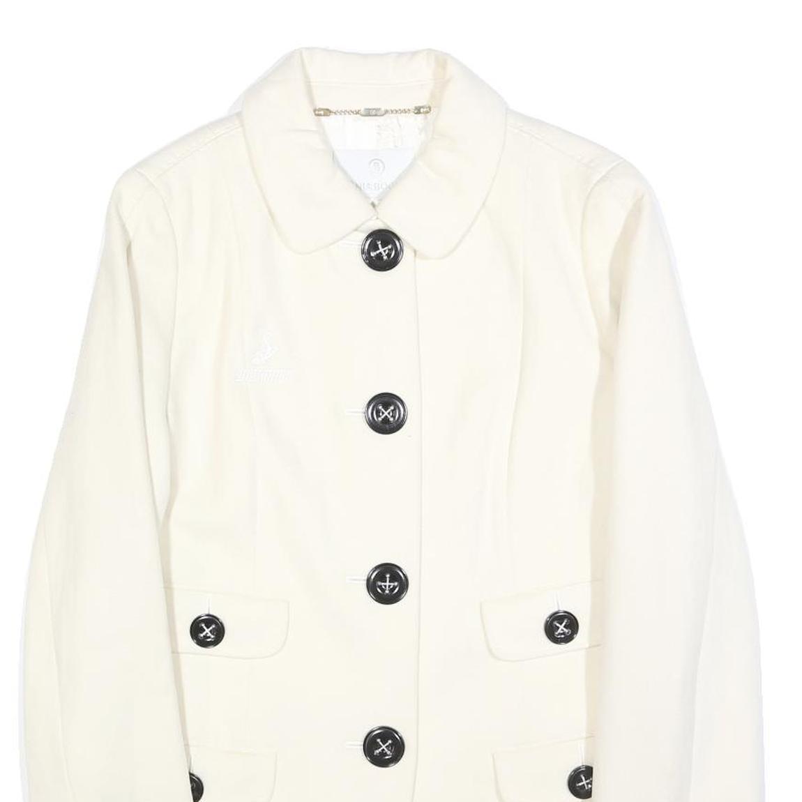 BOGNER Womens White Wool Blend Button Jacket L Casual Timeless Elegant Design