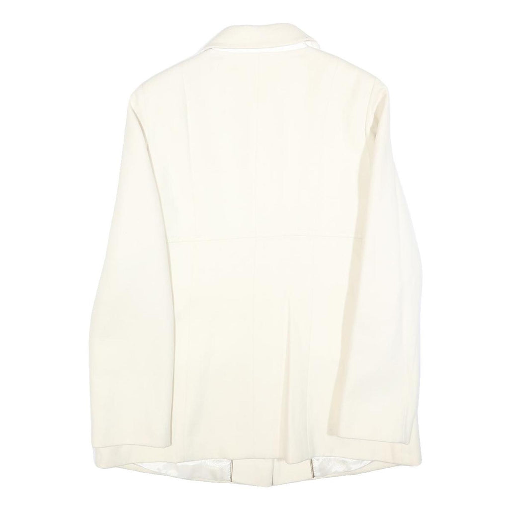 BOGNER Womens White Wool Blend Button Jacket L Casual Timeless Elegant Design
