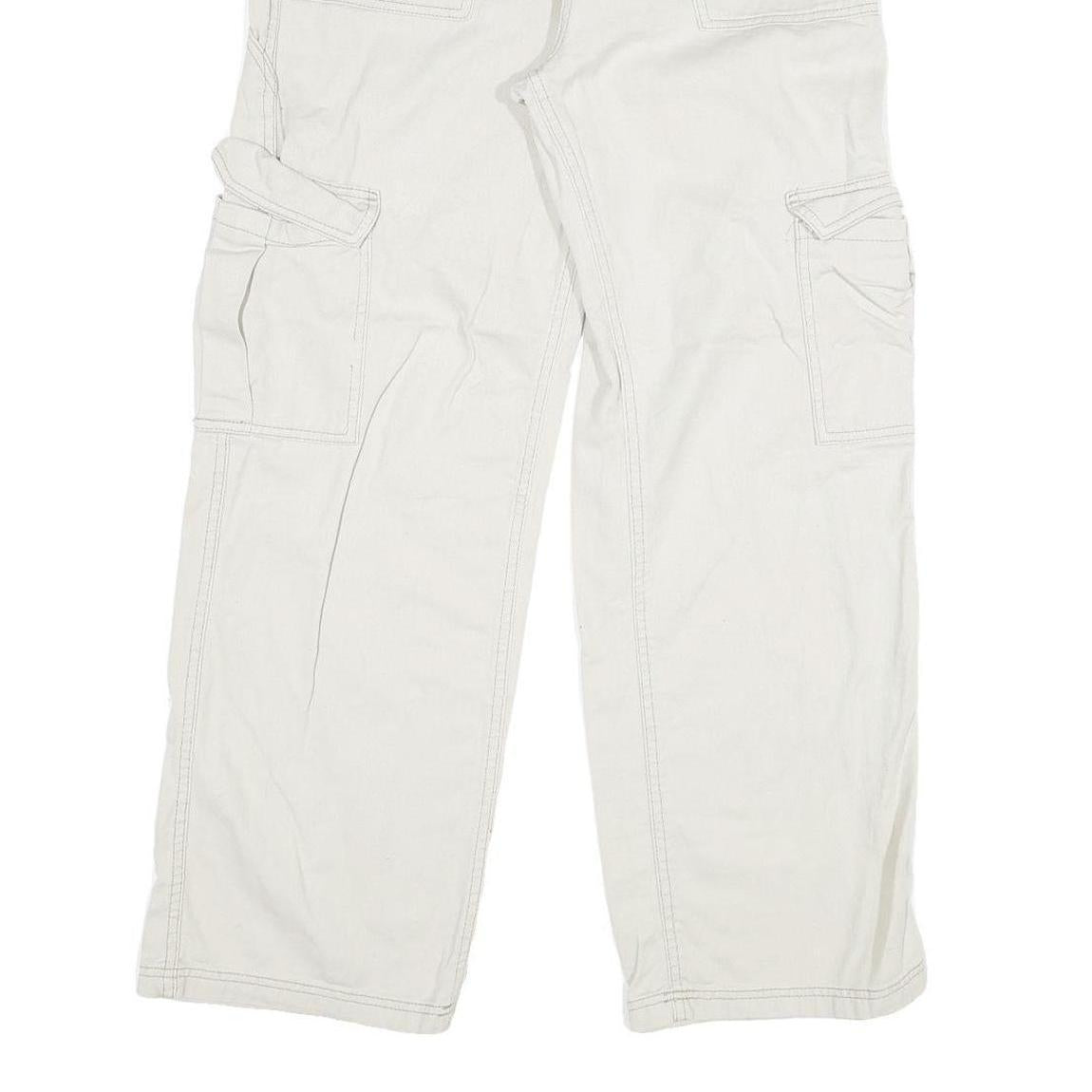 Womens White Regular Cotton Straight Fit Jeans W31 L29 Cargo Pocket Casual