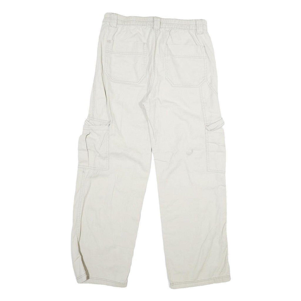 Womens White Regular Cotton Straight Fit Jeans W31 L29 Cargo Pocket Casual