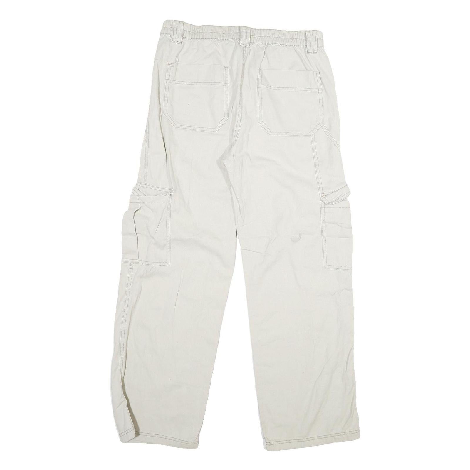 Womens White Regular Cotton Straight Fit Jeans W31 L29 Cargo Pocket Casual