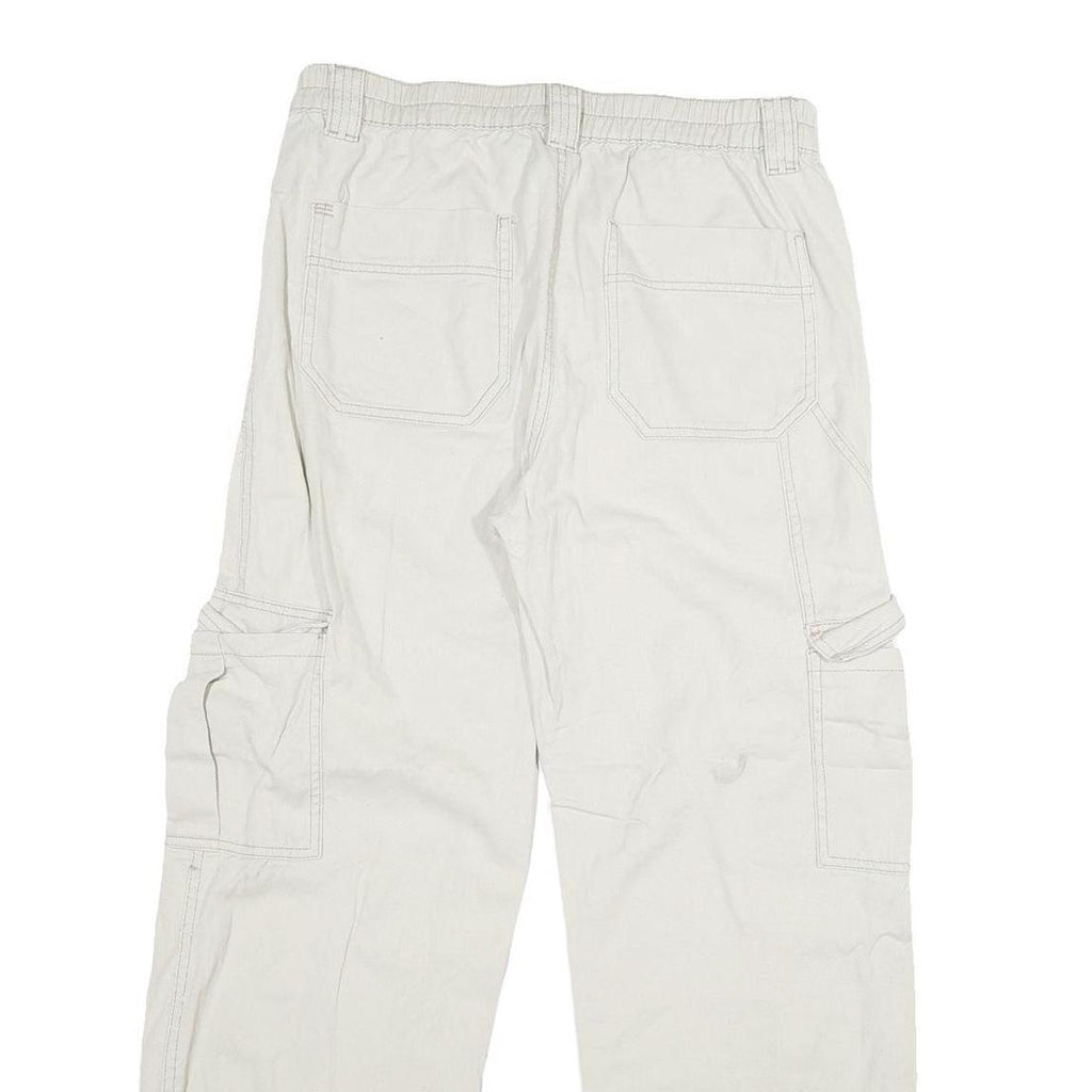 Womens White Regular Cotton Straight Fit Jeans W31 L29 Cargo Pocket Casual