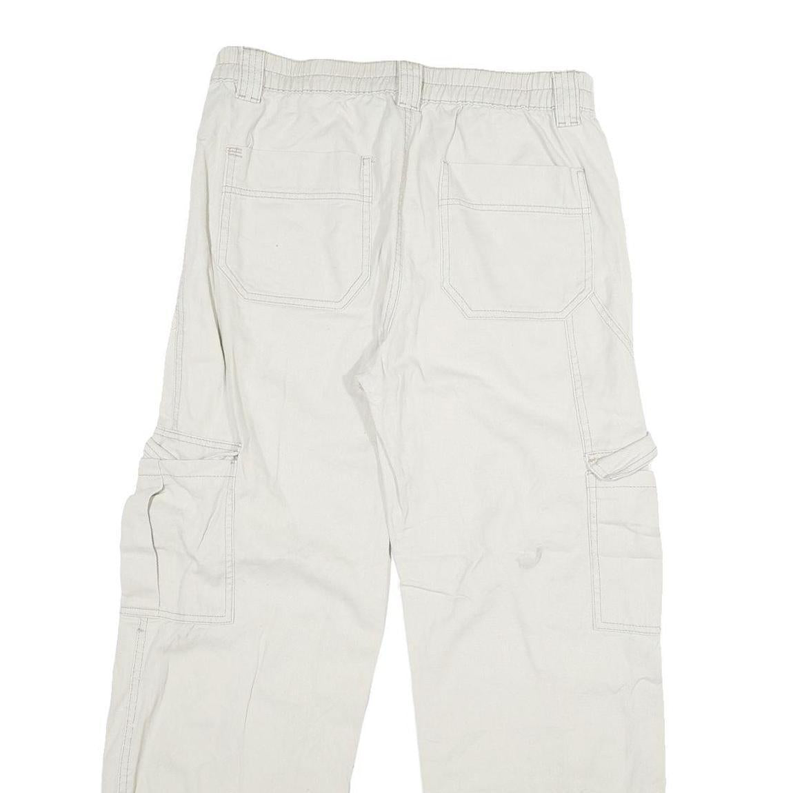 Womens White Regular Cotton Straight Fit Jeans W31 L29 Cargo Pocket Casual