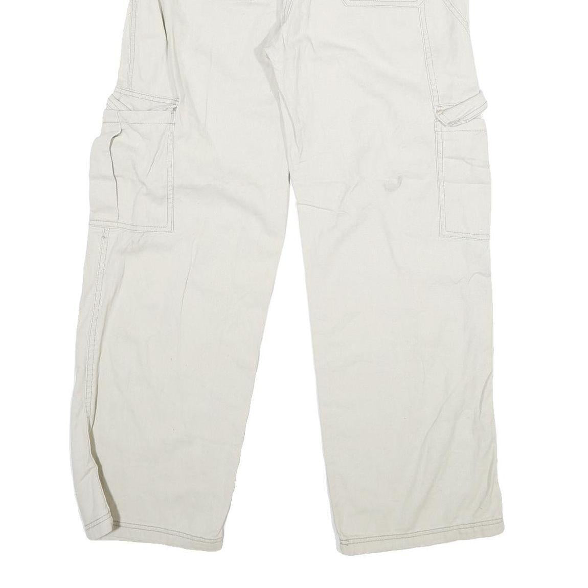 Womens White Regular Cotton Straight Fit Jeans W31 L29 Cargo Pocket Casual