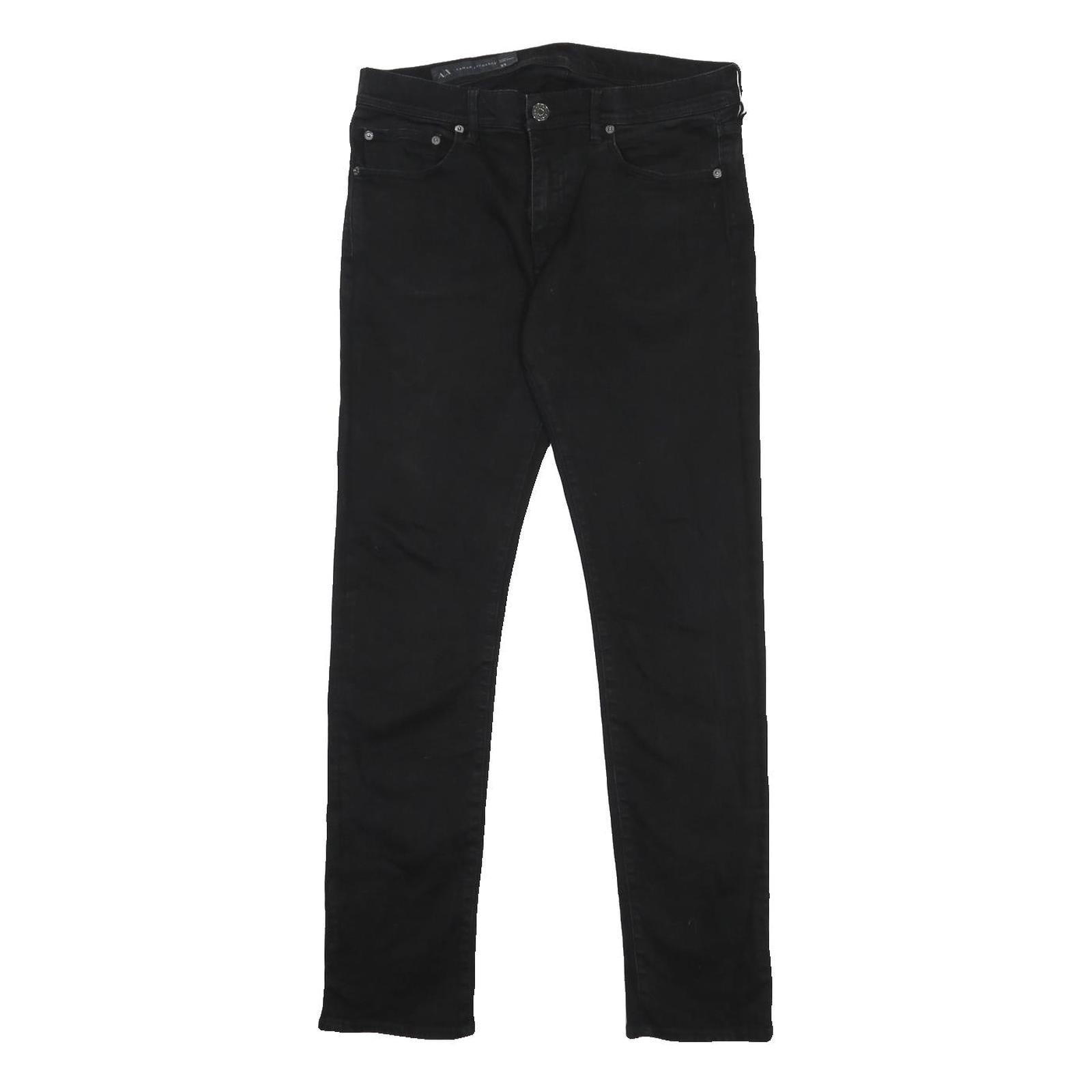 ARMANI EXCHANGE Mens Jeans Black Slim Skinny Denim W33 L31 Zip Cotton Blend