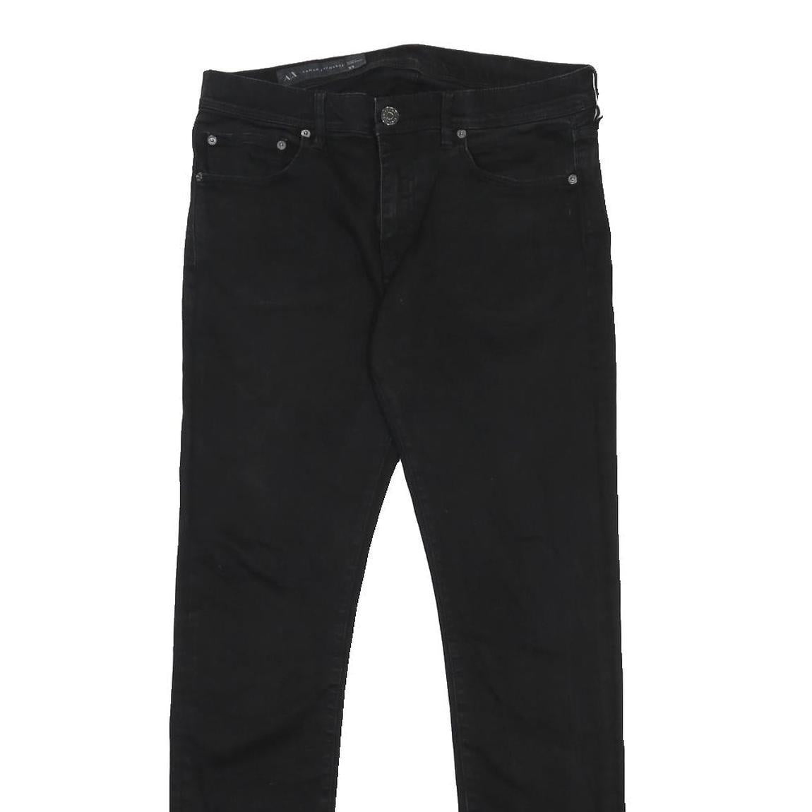 ARMANI EXCHANGE Mens Jeans Black Slim Skinny Denim W33 L31 Zip Cotton Blend