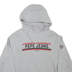 PEPE JEANS Mens Grey Hoodie M Cotton Blend Pullover Logo Print London
