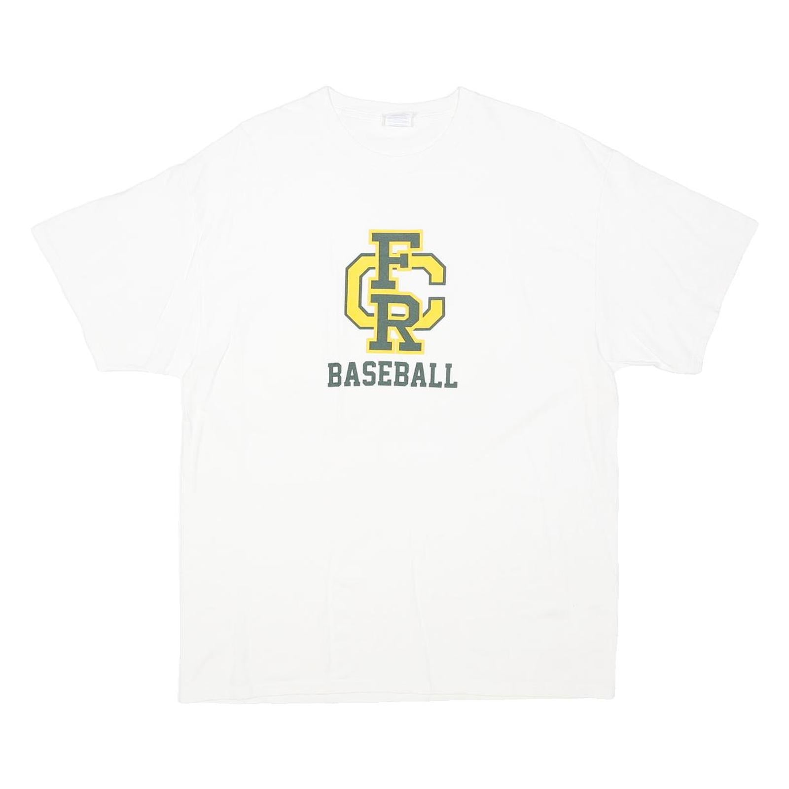 PORT & COMPANY Mens White FR Baseball Graphic T-Shirt XL Short Sleeve Crew Neck